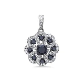 14K White Gold Flower Women's Pendant with 1.05CT Diamonds