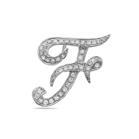 14K White Gold Letter F Women's Pendant with 0.35CT Diamonds