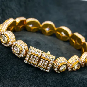 14K Yellow Gold Men's Custom Diamond Bracelet With 34.69 CT Diamonds