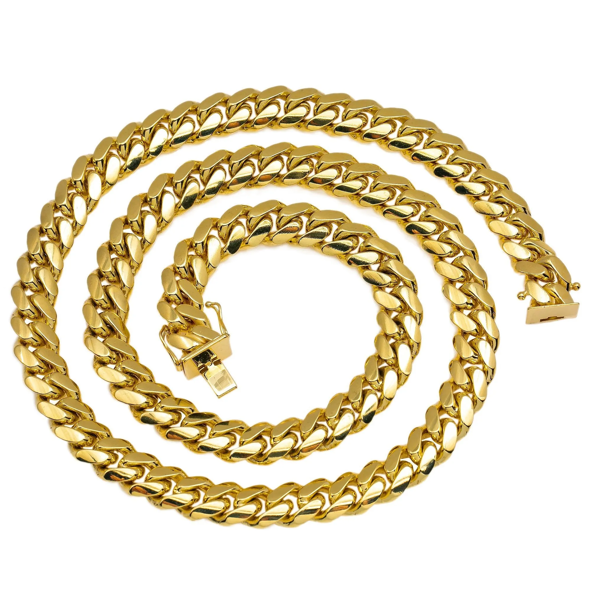 14K Yellow Gold Men's Solid Miami Cuban Link