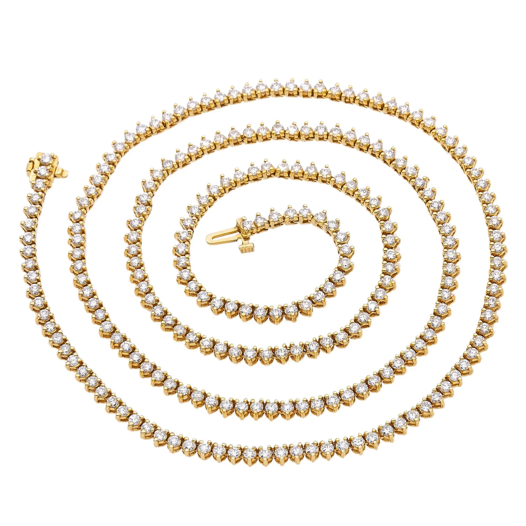 14K Yellow Gold Men's Tennis Chain  With 11.50 CT Diamonds