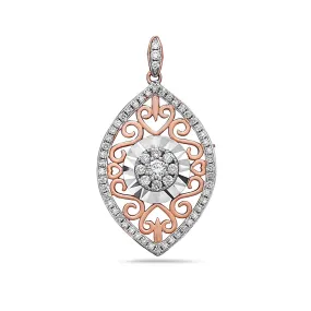 18K Rose Gold Floating Vertical Eye Women's Pendant with 0.48CT Diamonds