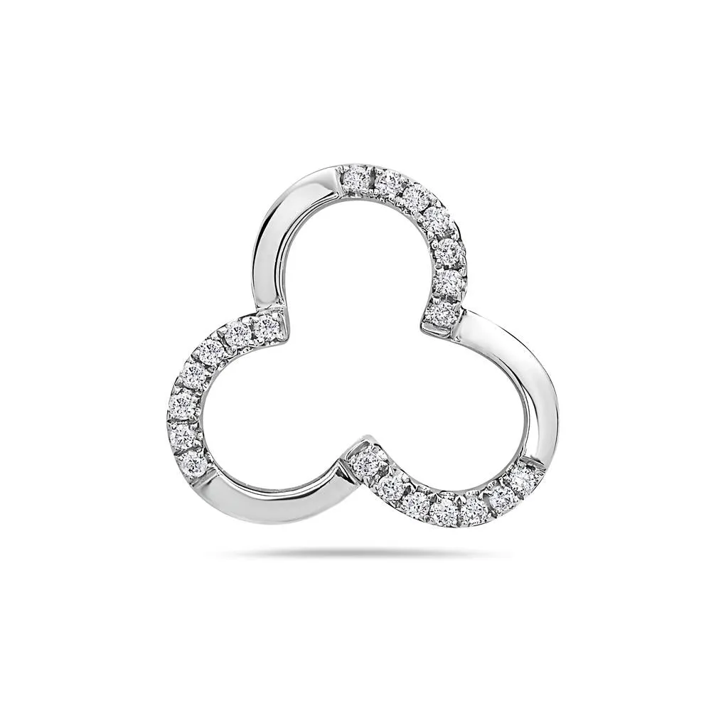 18K White Gold Clover Women's Pendant With 0.15 CT Diamonds