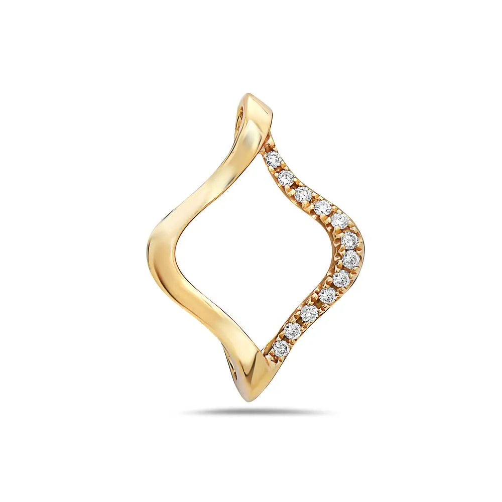 18K Yellow Gold Floating Shape Women's Pendant With 0.09 CT Diamonds