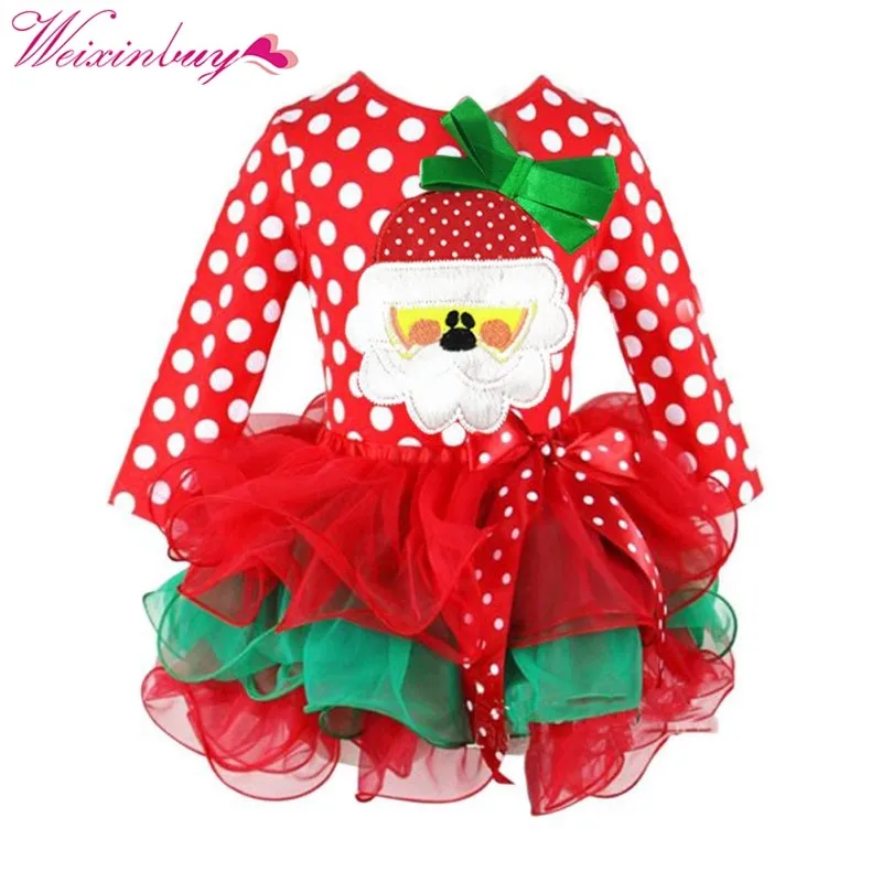 2018 Baby Cute Kids Girls Dress Christmas Style Costumes Party Clothing Long Sleeve Children Autumn Winter Princess Dresses