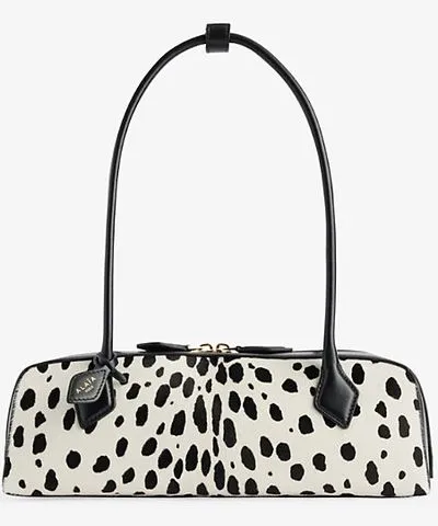 ALAÏA Womens Blanc/Noir Le Teckel Medium Pony Dots leather shoulder bag