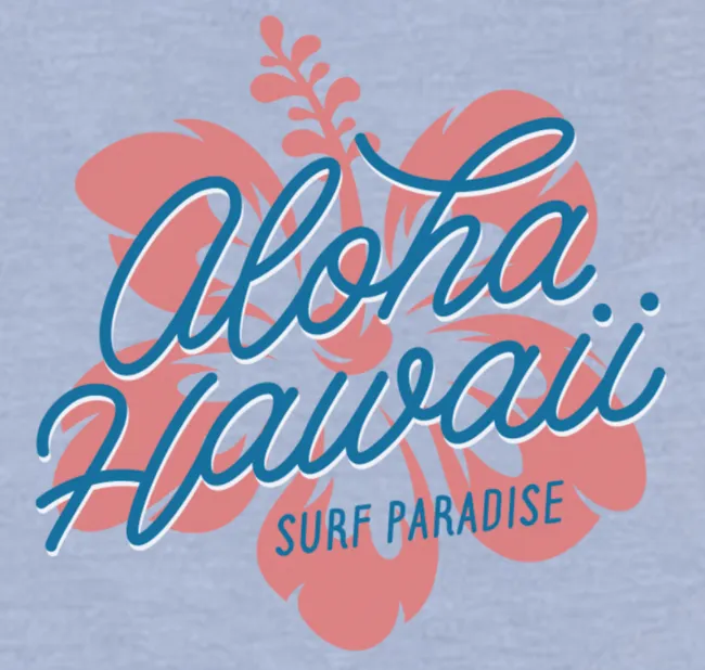 Aloha Hawaii Hibiscus Women's Short Sleeve Tee - Heather Prism Blue