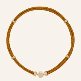 Aspen Braided Leather Almond Necklace