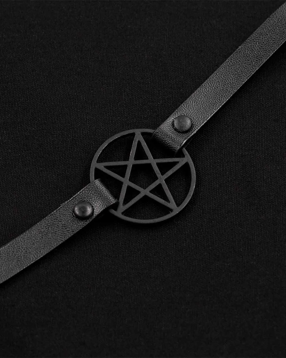 Black Pentagram Leather Choker