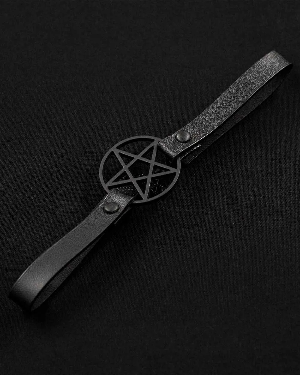 Black Pentagram Leather Choker