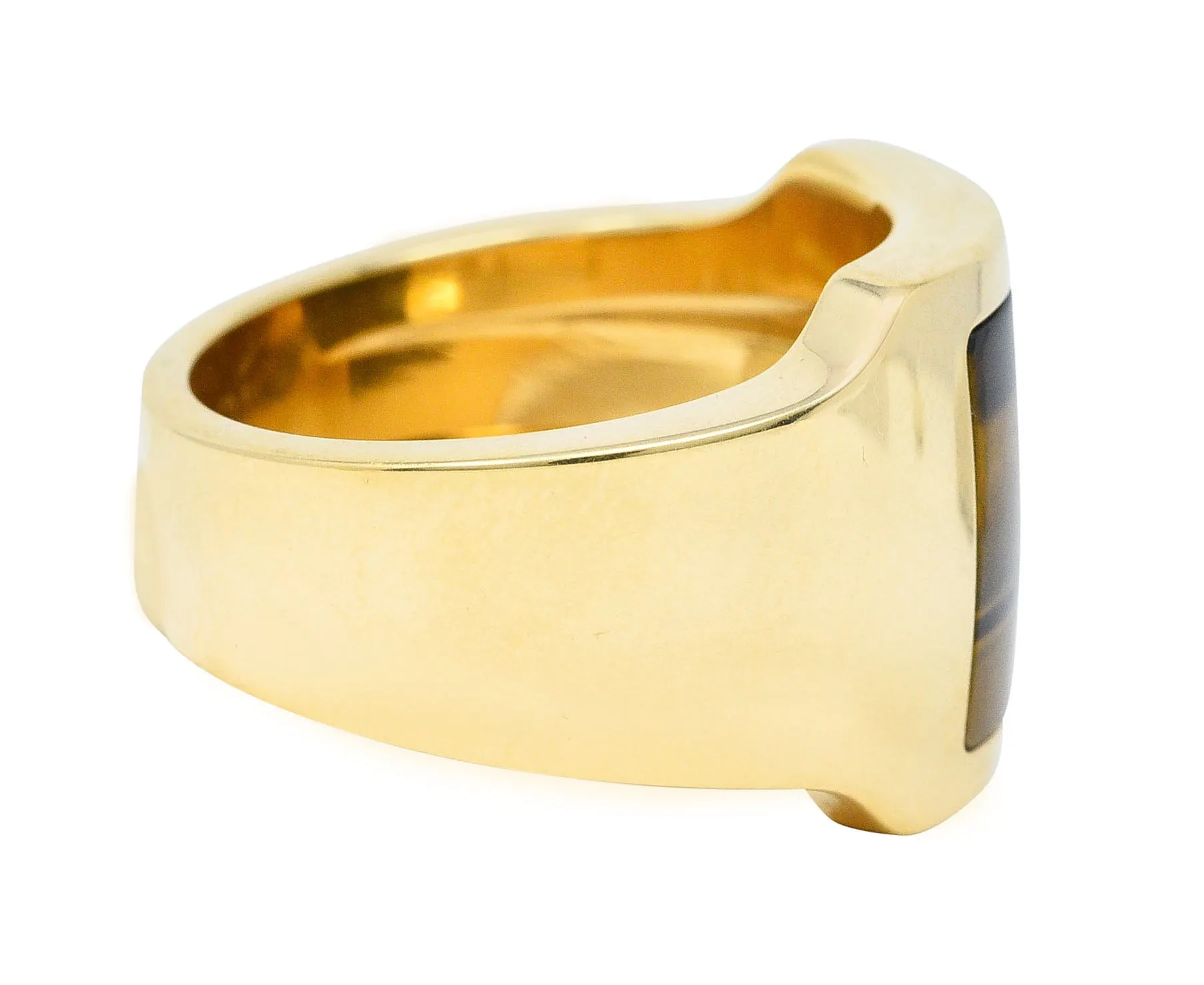 Cartier Tiger's Eye 18 Karat Gold Men's Cushion Santos Dumont Ring