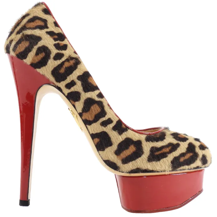 Charlotte Olympia Leopard Calf Hair Patent Platform Pump - 7.5