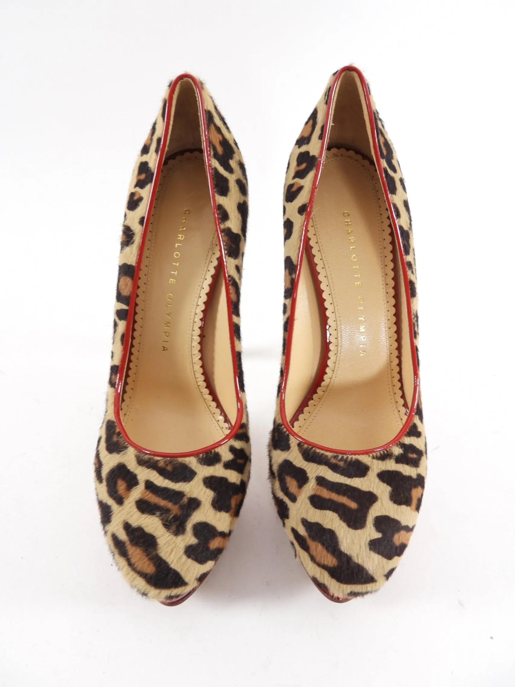 Charlotte Olympia Leopard Calf Hair Patent Platform Pump - 7.5