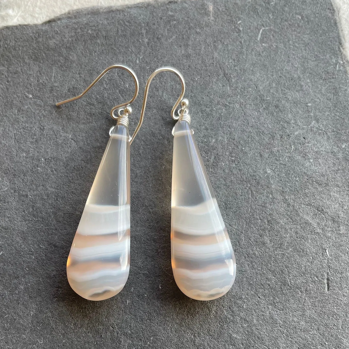 Creamsicle Agate Earrings, OOAK