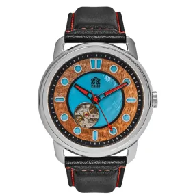 Fissure 8 Automatic Koa Wood and Abalone Watch - Chrome