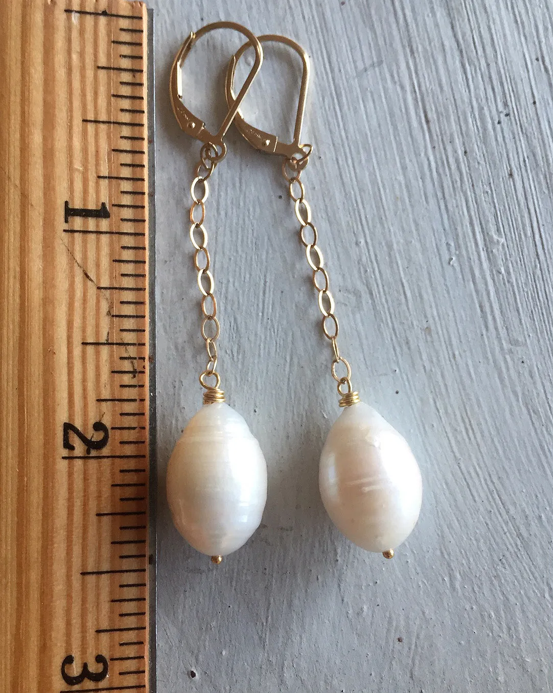 Freshwater Pearl Dangle Earrings, Sterling, Gold, or Rose Gold