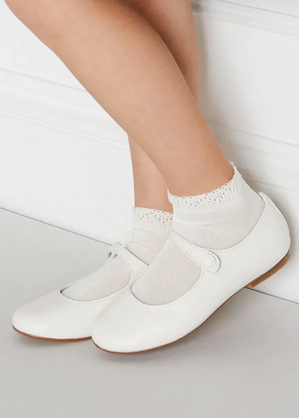 Girls Ivory Leather Mary Jane Shoes (20-34EU)