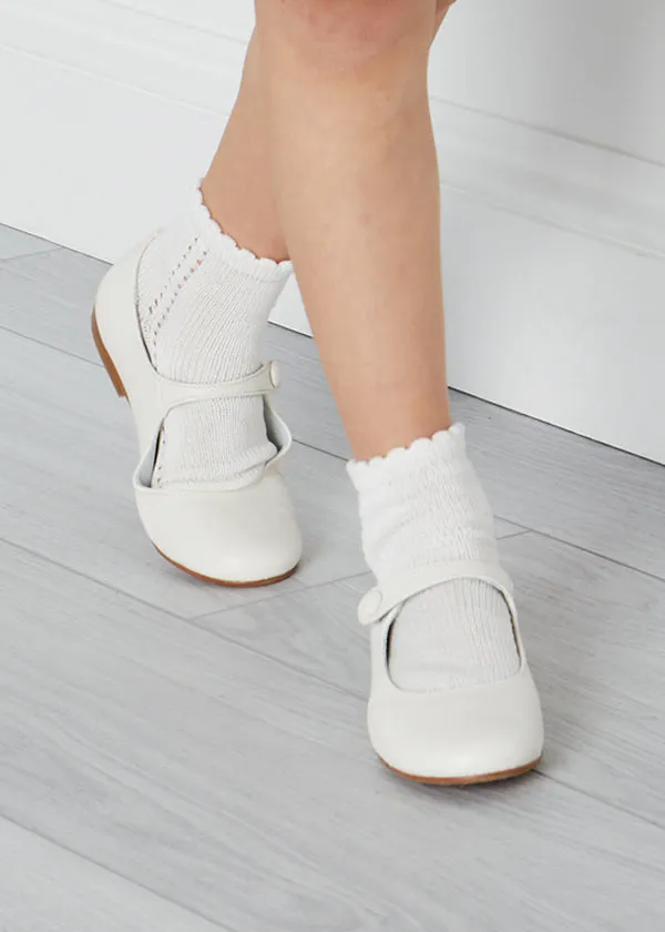 Girls Ivory Leather Mary Jane Shoes (20-34EU)