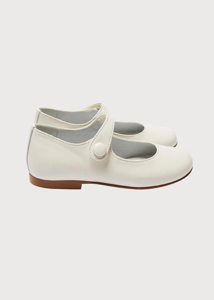 Girls Ivory Leather Mary Jane Shoes (20-34EU)