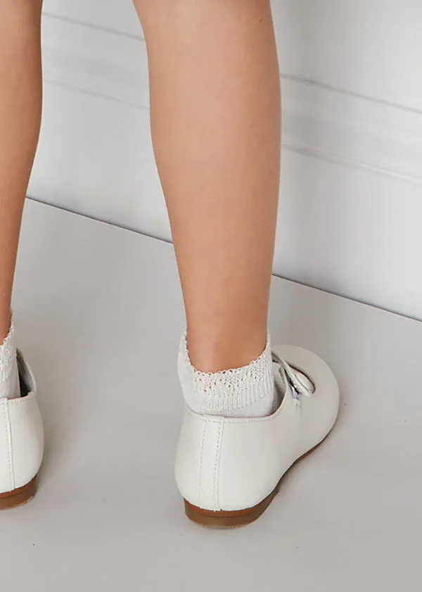 Girls Ivory Leather Mary Jane Shoes (20-34EU)