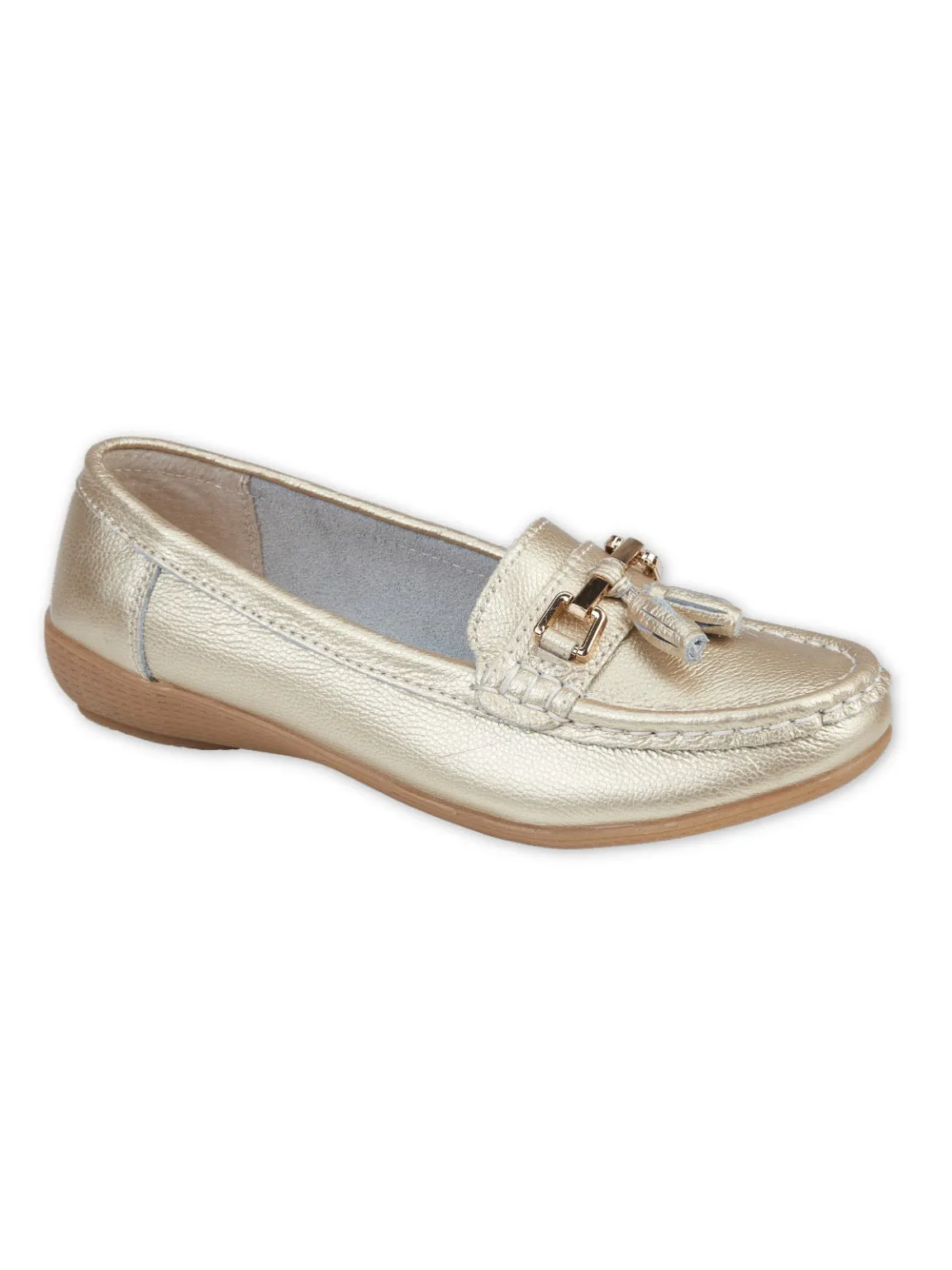 Gold Leather Tassel Loafer