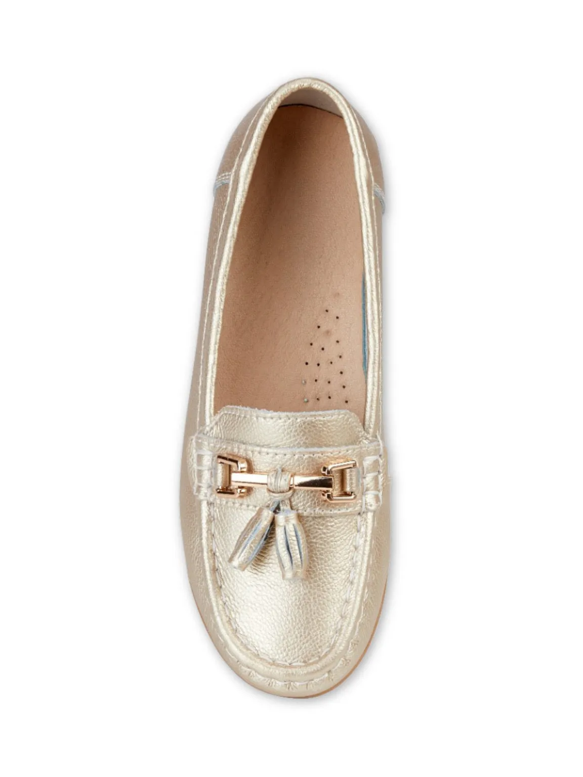 Gold Leather Tassel Loafer