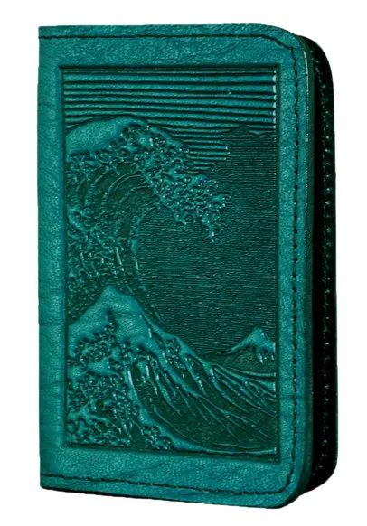 Hokusai Wave Leather Card Holder