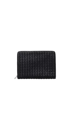 Intrecciato Leather Puochette - Black