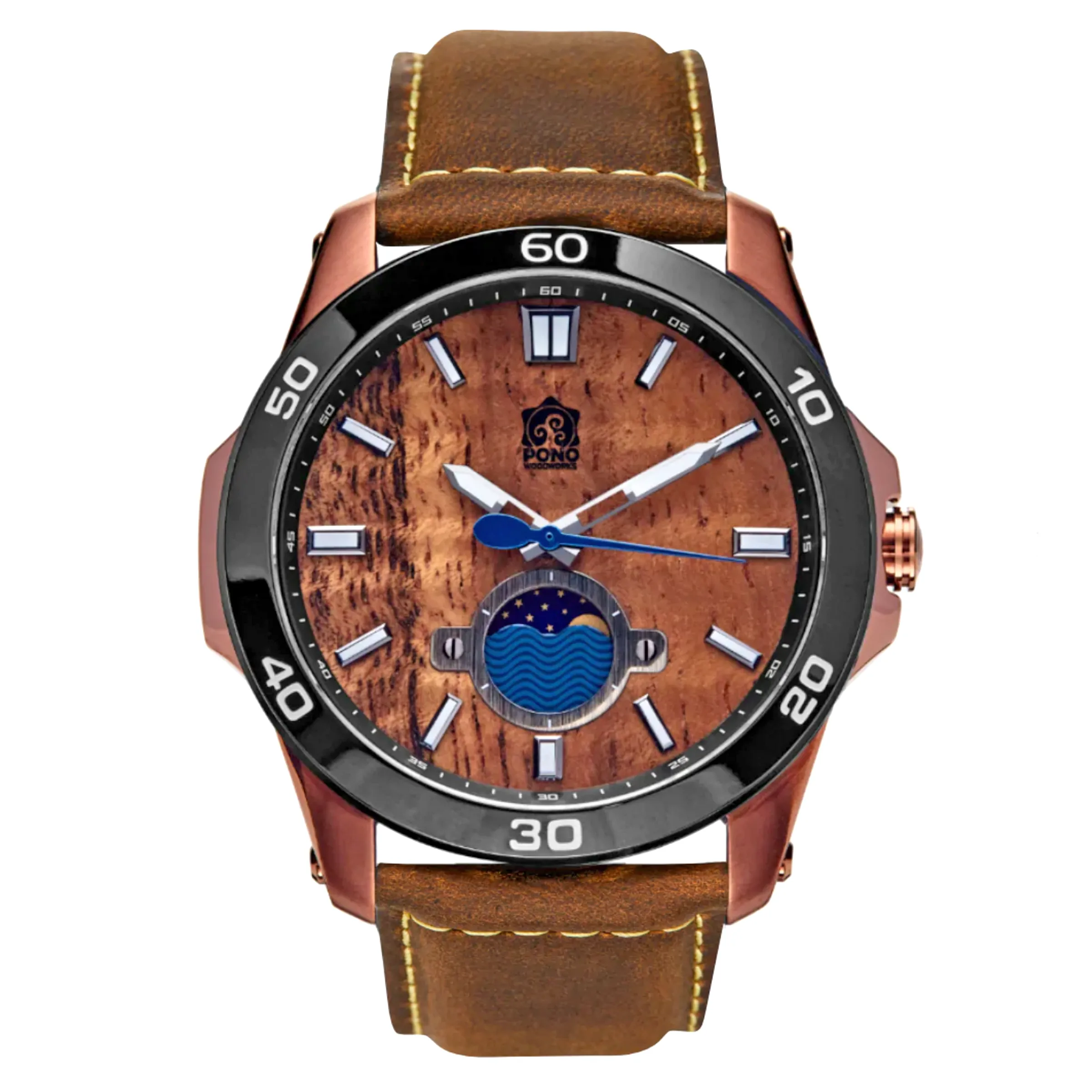 Koa Wood Face Watch - Castaway Copper