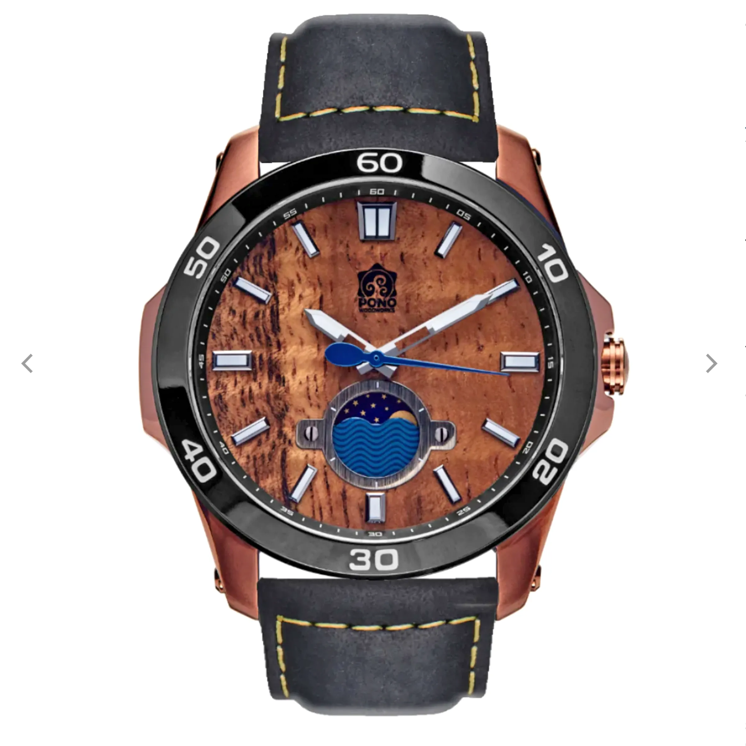 Koa Wood Face Watch - Castaway Copper