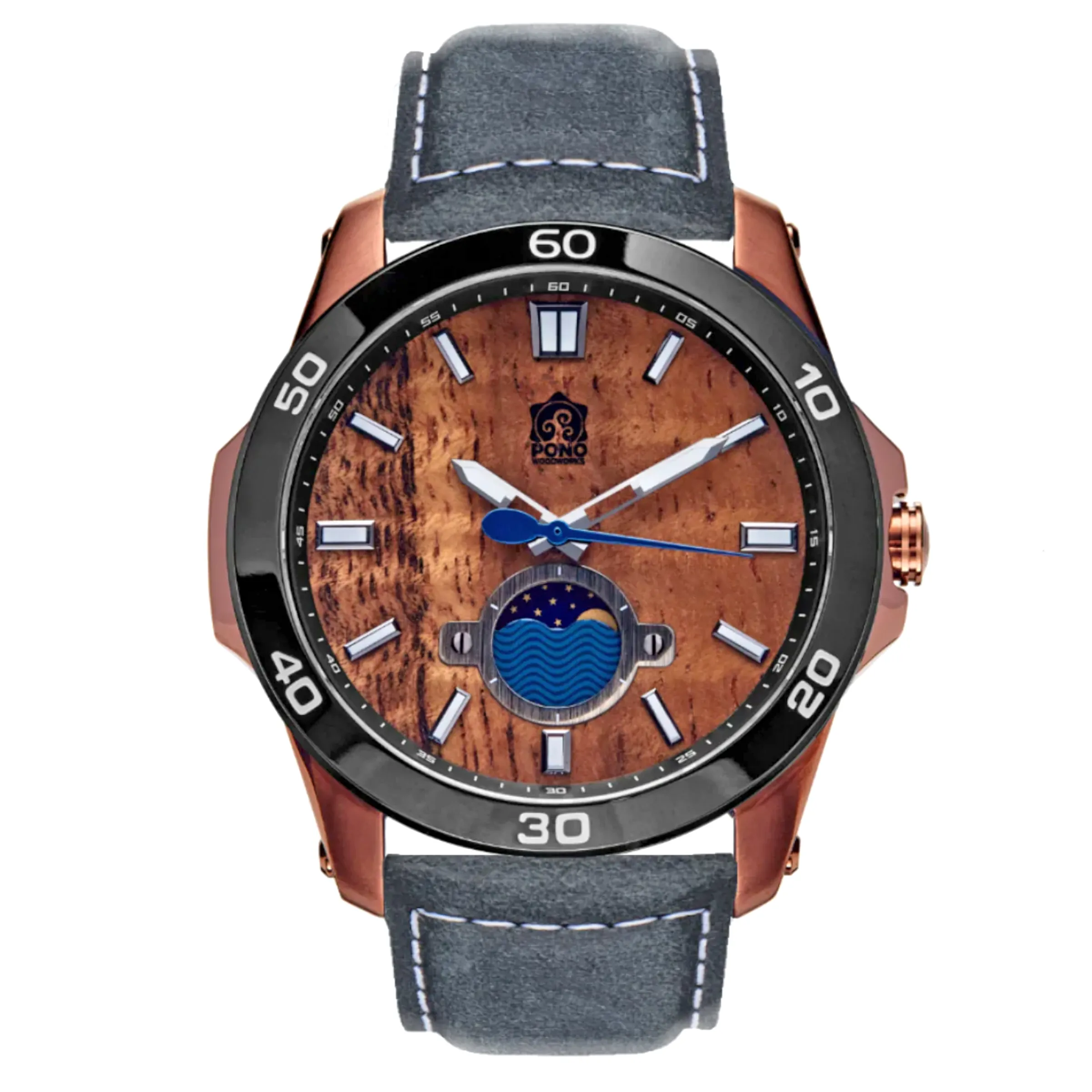 Koa Wood Face Watch - Castaway Copper