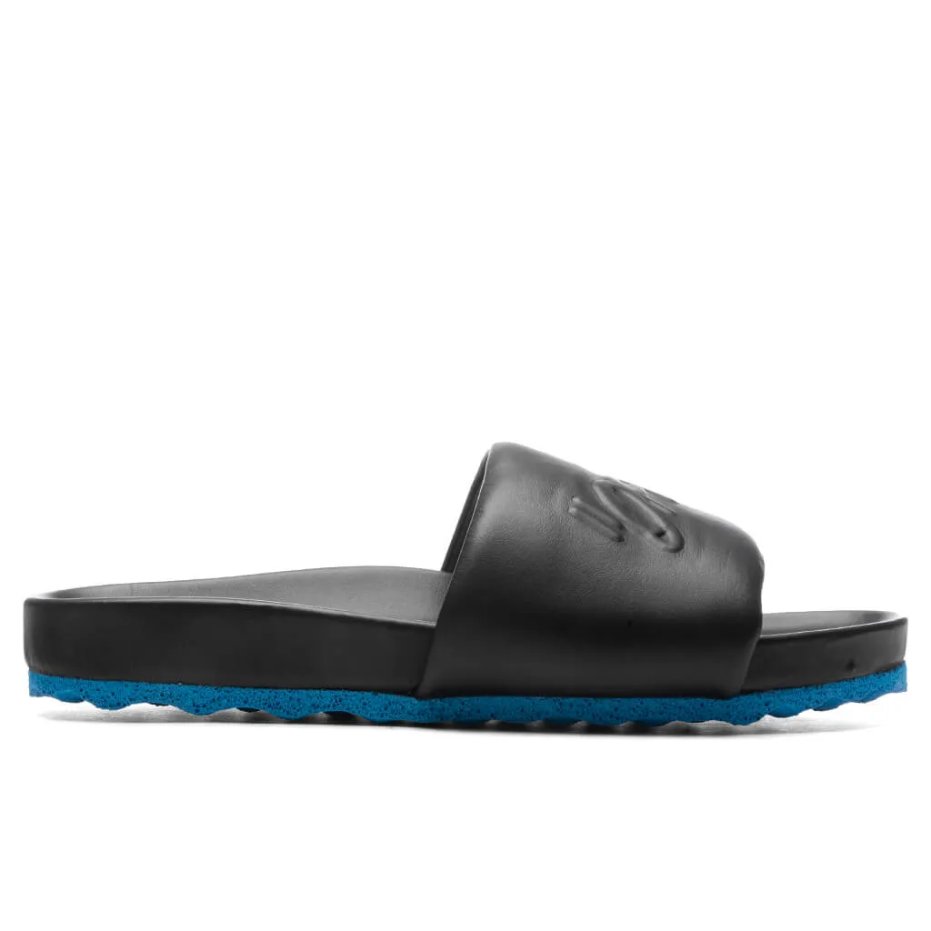 Leather Slider - Black/Blue