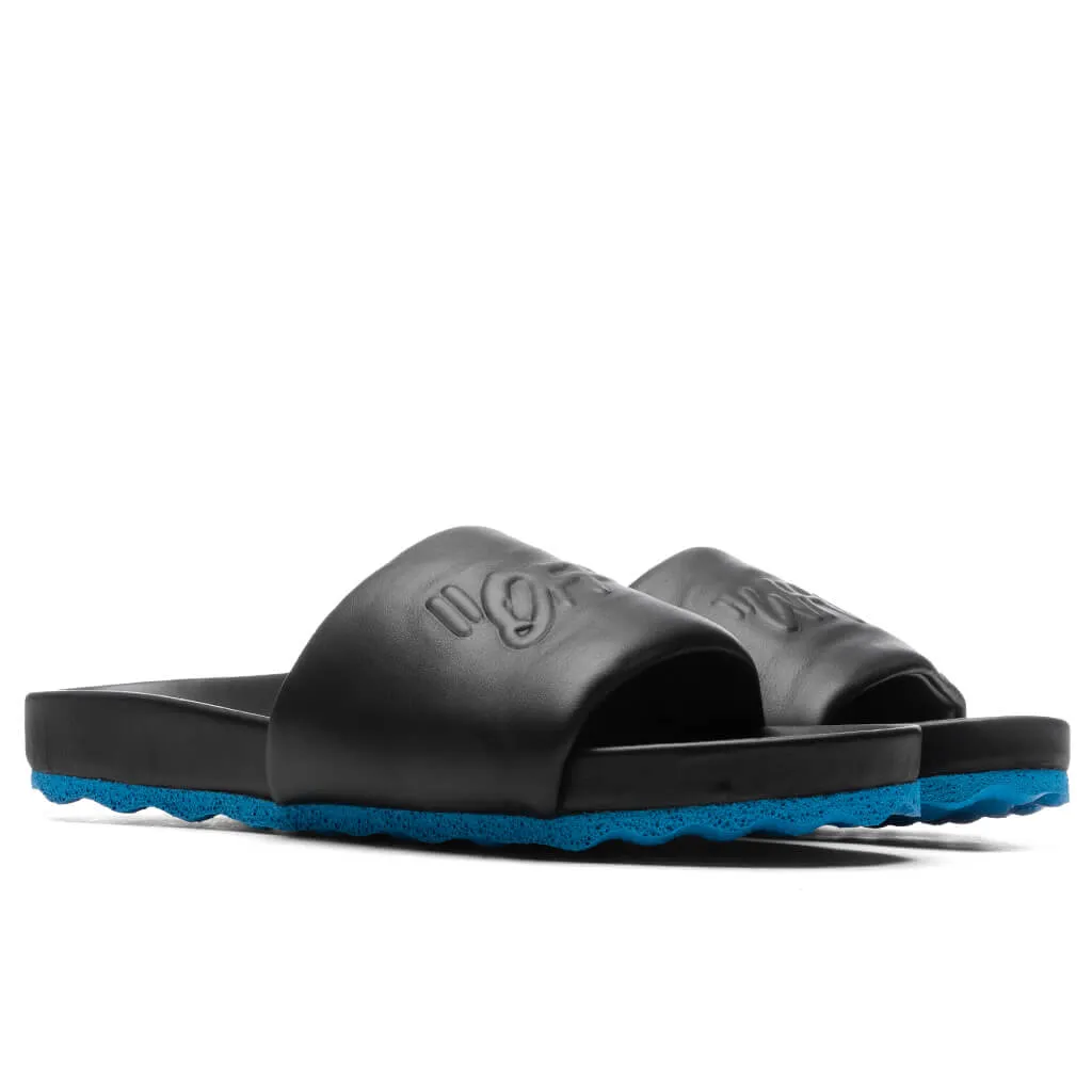 Leather Slider - Black/Blue