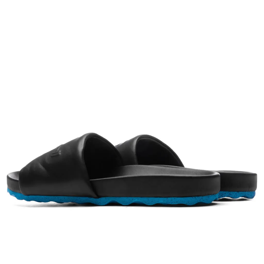 Leather Slider - Black/Blue