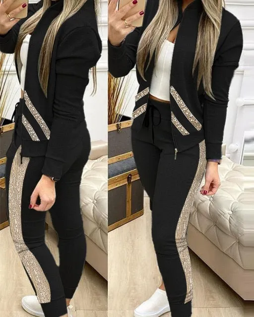 Long Pants Sports Suit Female Sweatshirt Sportswear Suit For Woman