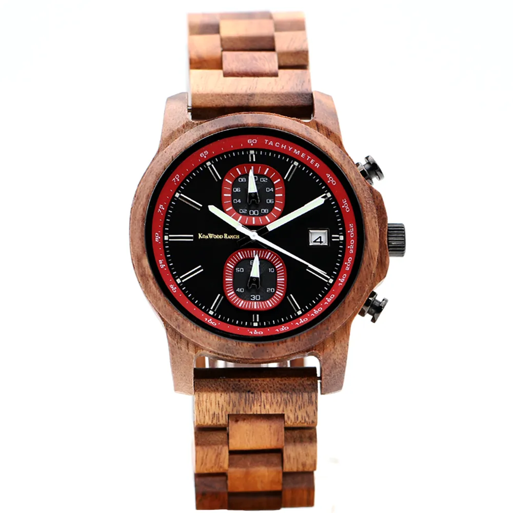 Mana Koa Wood Watch - Red