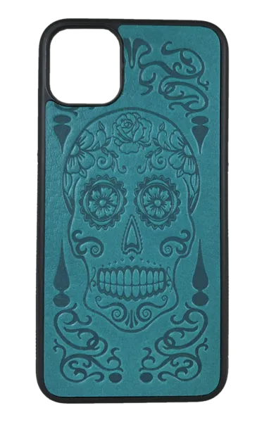 Marigold Sugar Skull Leather iPhone Case