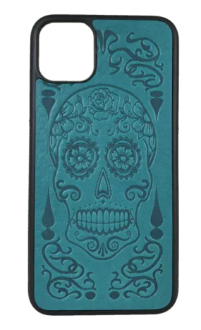 Marigold Sugar Skull Leather iPhone Case