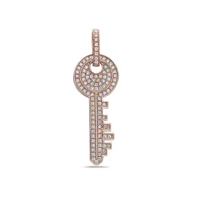 Men's 14K Rose Gold Key Pendant with 1.15 CT Diamonds