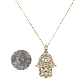 Men's 14K Yellow Gold Hamsa Pendant with 2.45 CT Diamonds