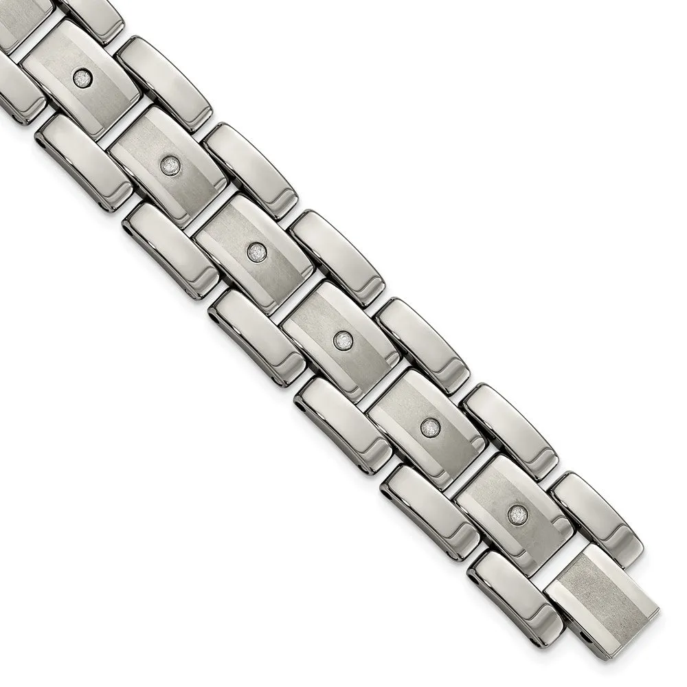 Men's 16mm Tungsten & 1/3 CTW Diamond Panther Link Bracelet, 8.5 Inch