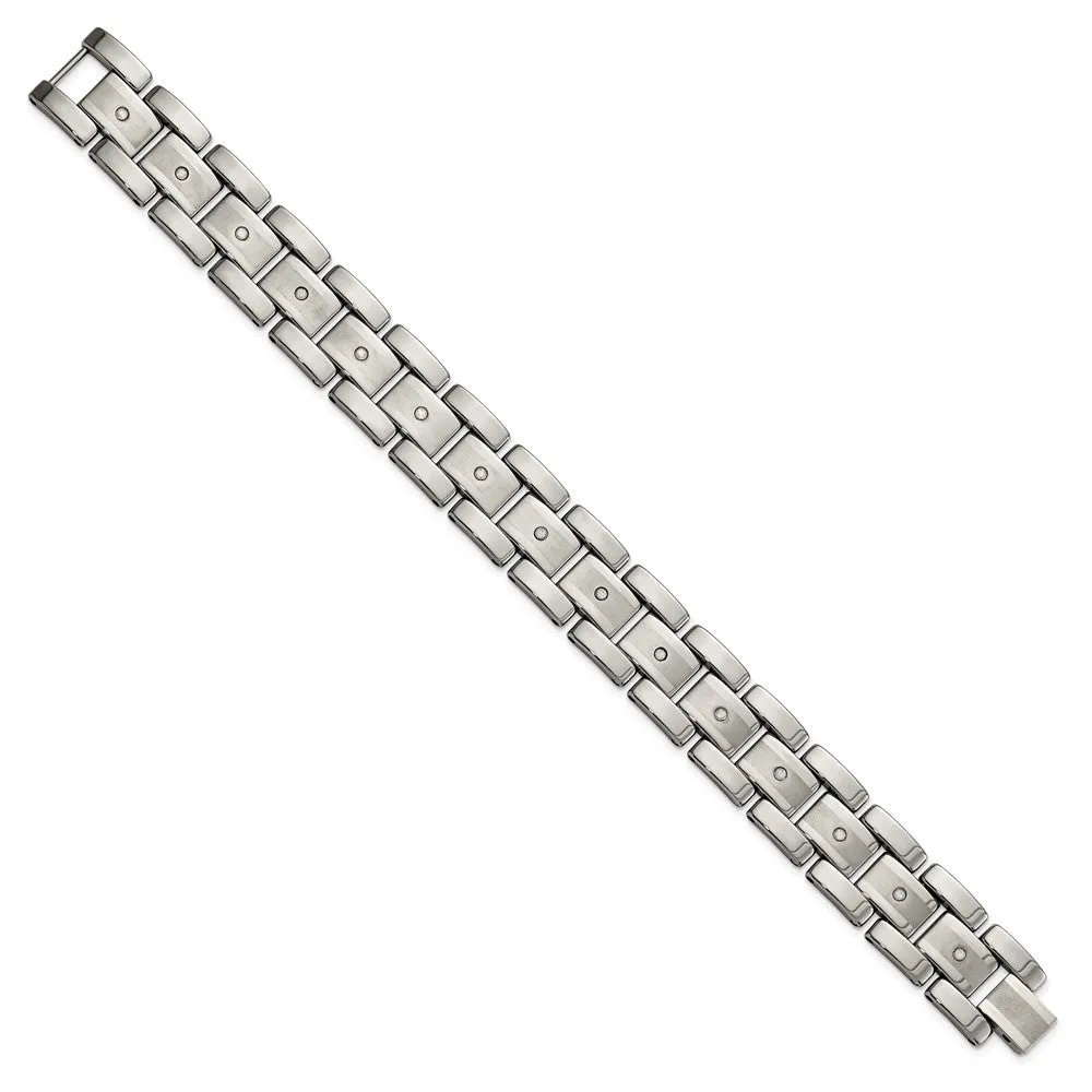 Men's 16mm Tungsten & 1/3 CTW Diamond Panther Link Bracelet, 8.5 Inch