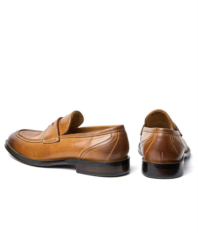 Men's Genuine Leather Slip-on High-End Business Casual Dress Shoes