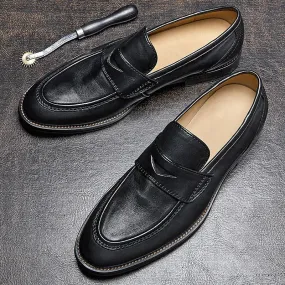 Men's Genuine Leather Slip-on High-End Business Casual Dress Shoes