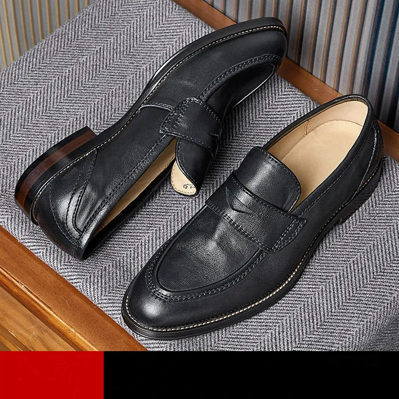 Men's Genuine Leather Slip-on High-End Business Casual Dress Shoes