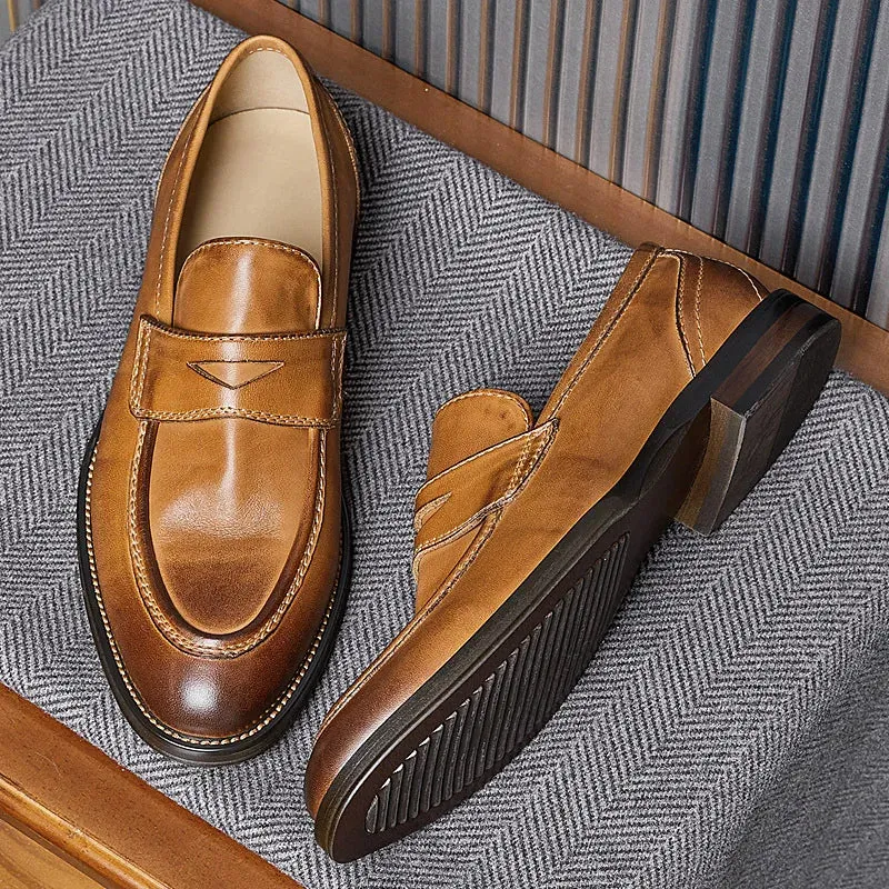 Men's Genuine Leather Slip-on High-End Business Casual Dress Shoes