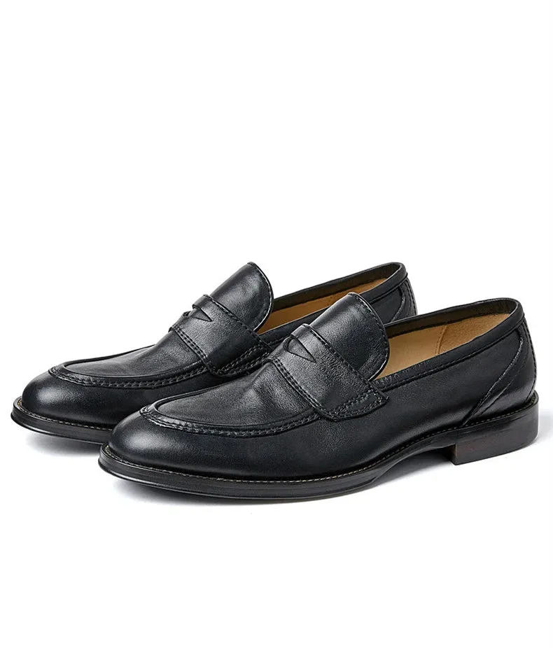 Men's Genuine Leather Slip-on High-End Business Casual Dress Shoes