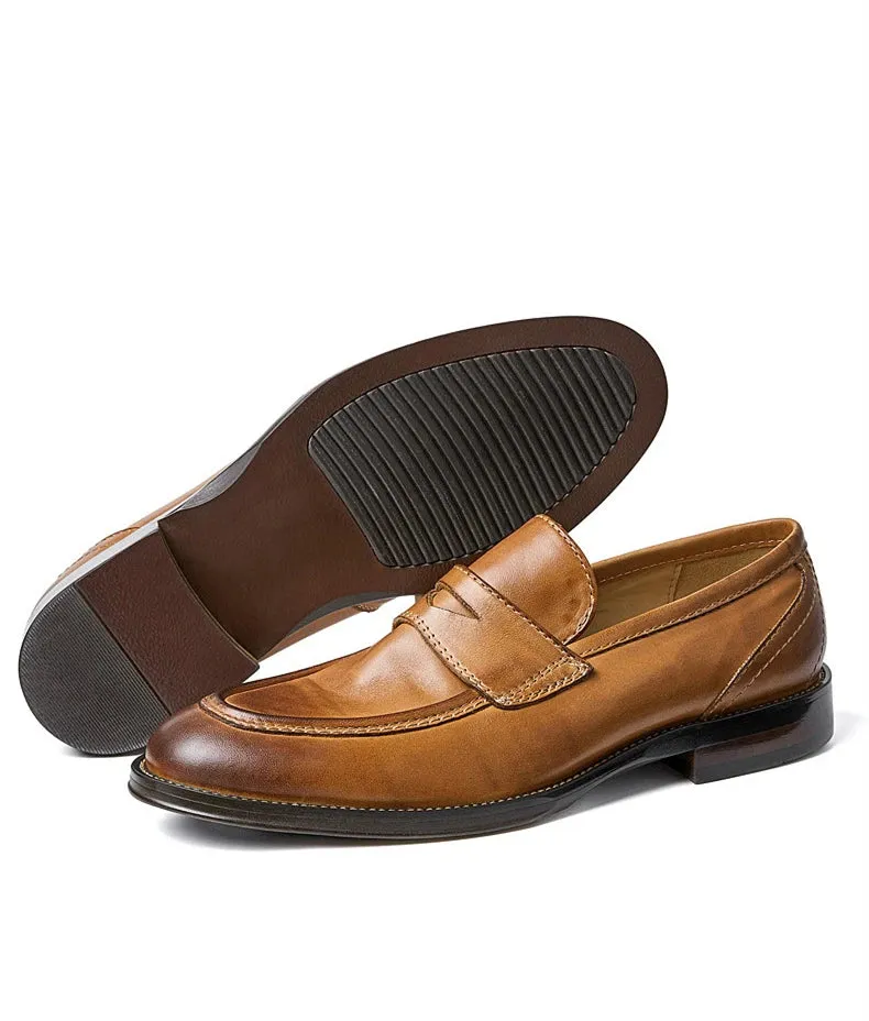 Men's Genuine Leather Slip-on High-End Business Casual Dress Shoes