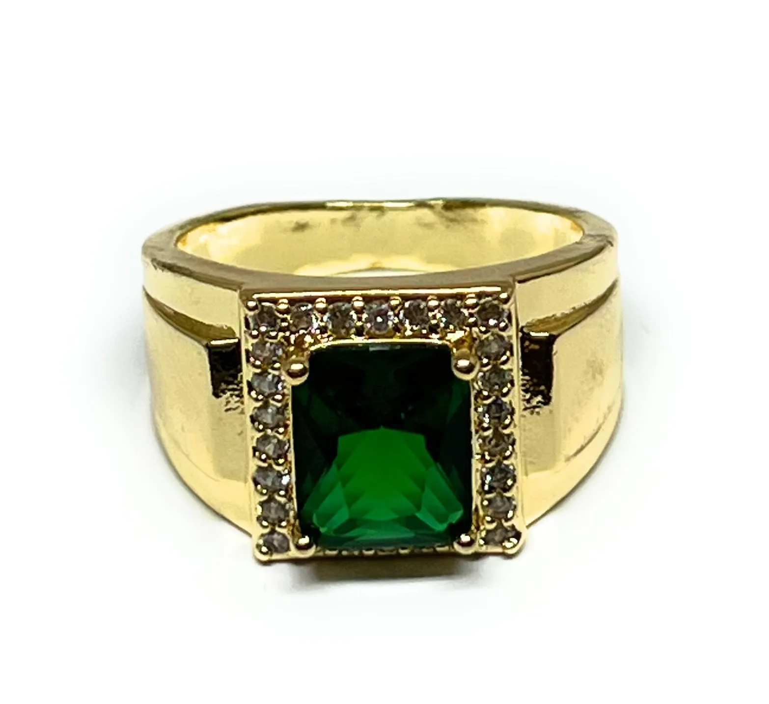 Men's Gold Plated Single Stone Cubic Zirconia Ring Anillo