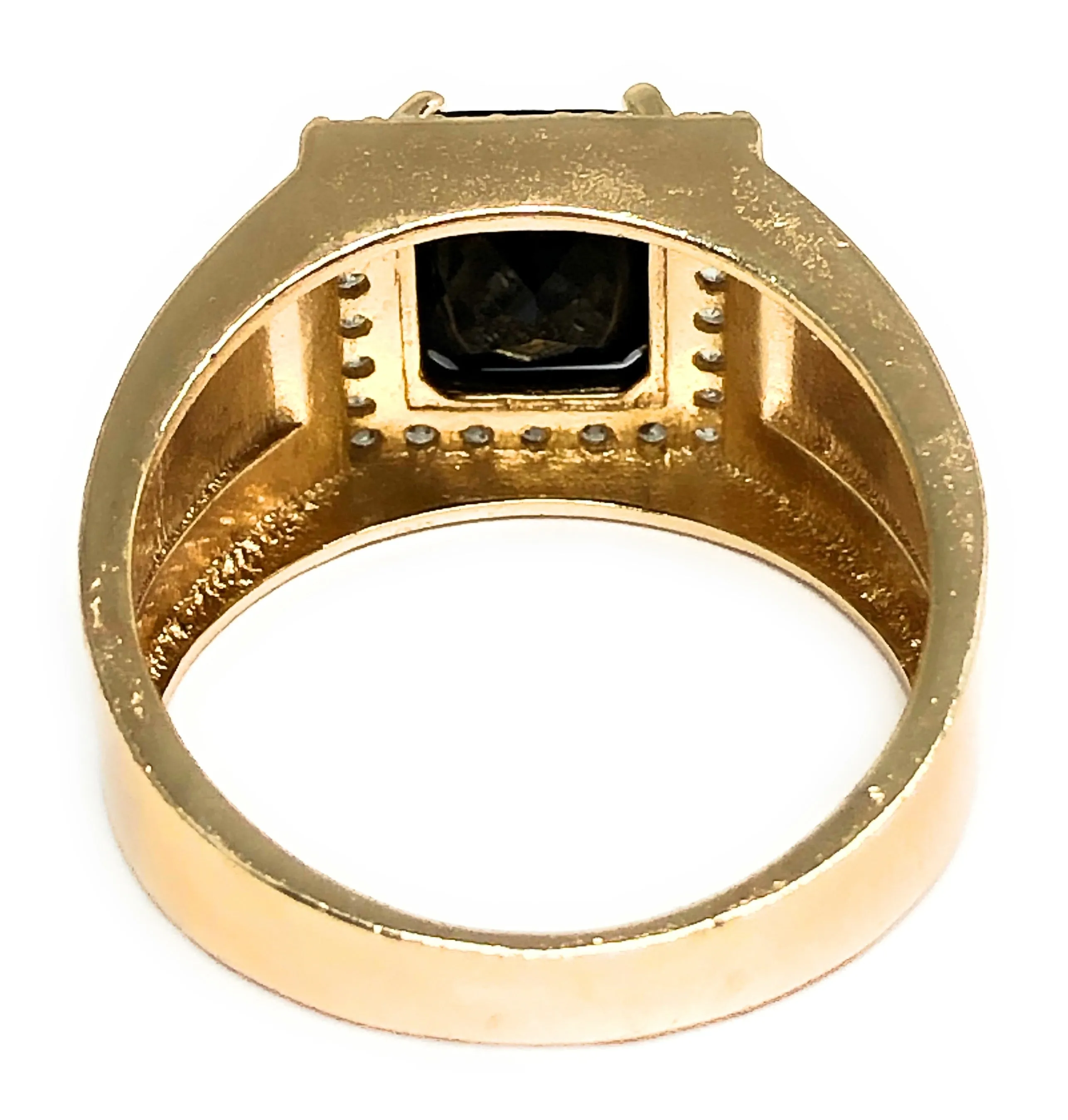 Men's Gold Plated Single Stone Cubic Zirconia Ring Anillo